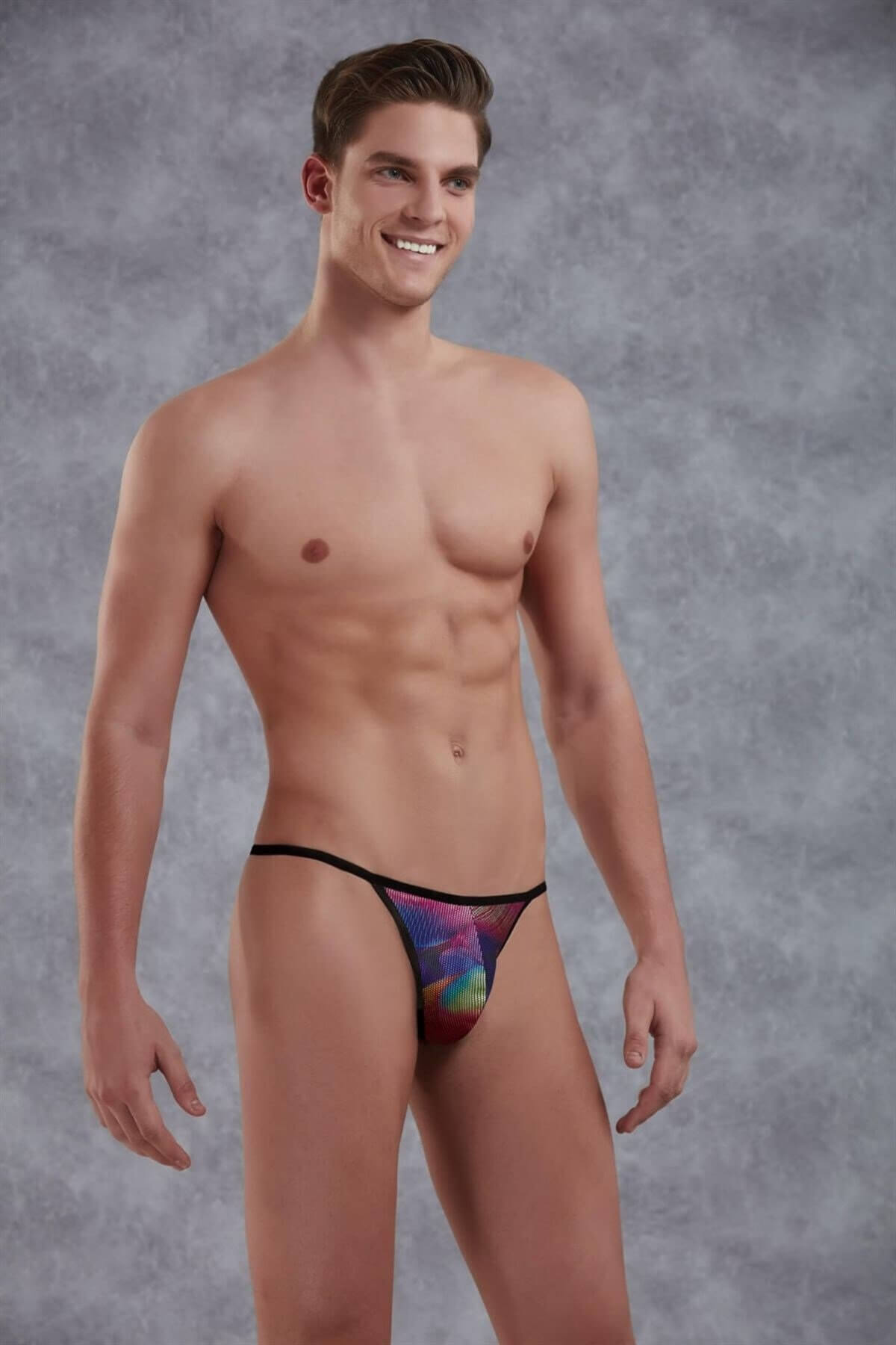 Doreanse 1300 Sexy Shiny Prints Thong in Phonix - Front View | Buy Online at Cheeky Craic