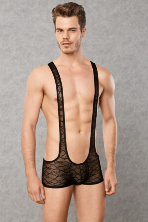 Doreanse 3011 men's lace singlet bodysuit — front view | Buy at Cheeky Craic