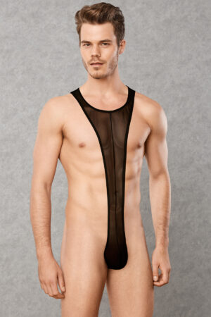 Doreanse 3014 men's sheer T-cut thong bodysuit — front view | Buy at Cheeky Craic