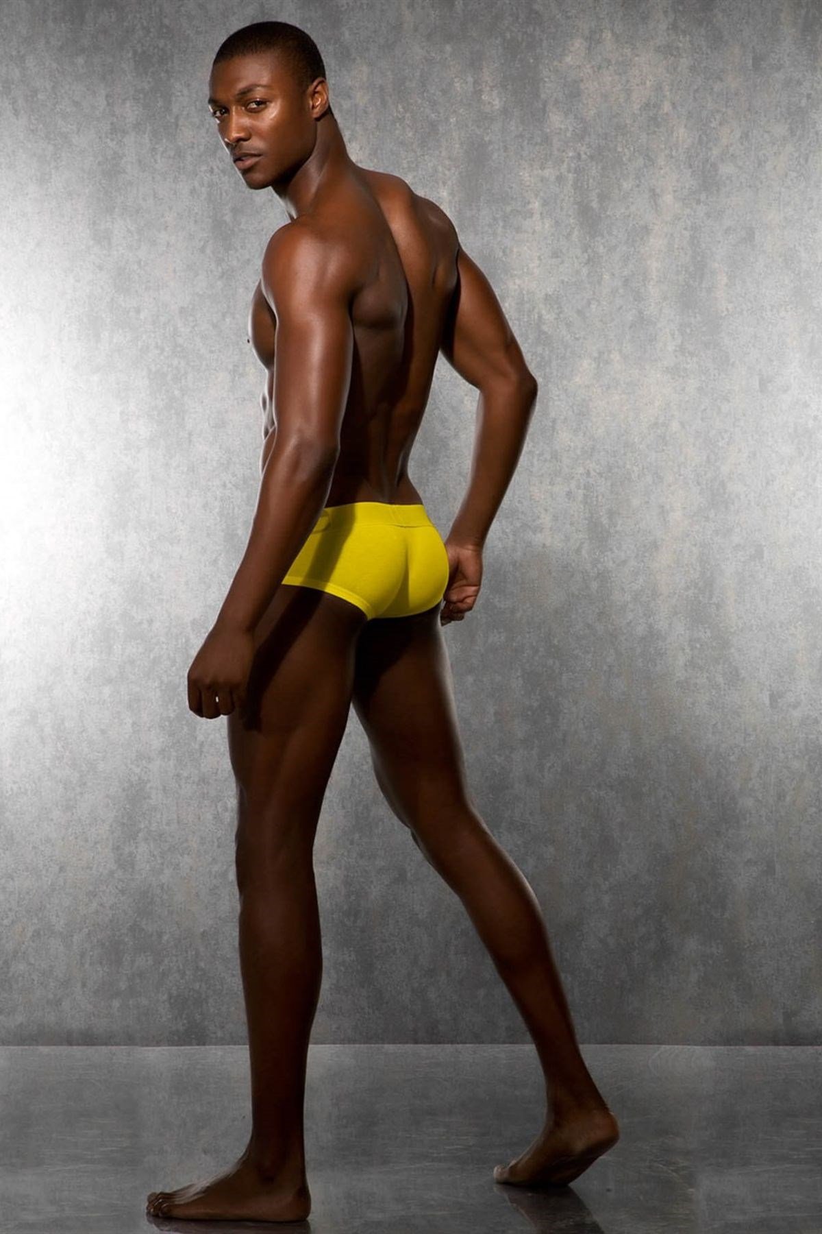 Doreanse 1779 yellow men's sport short trunks — back view | Buy at Cheeky Craic