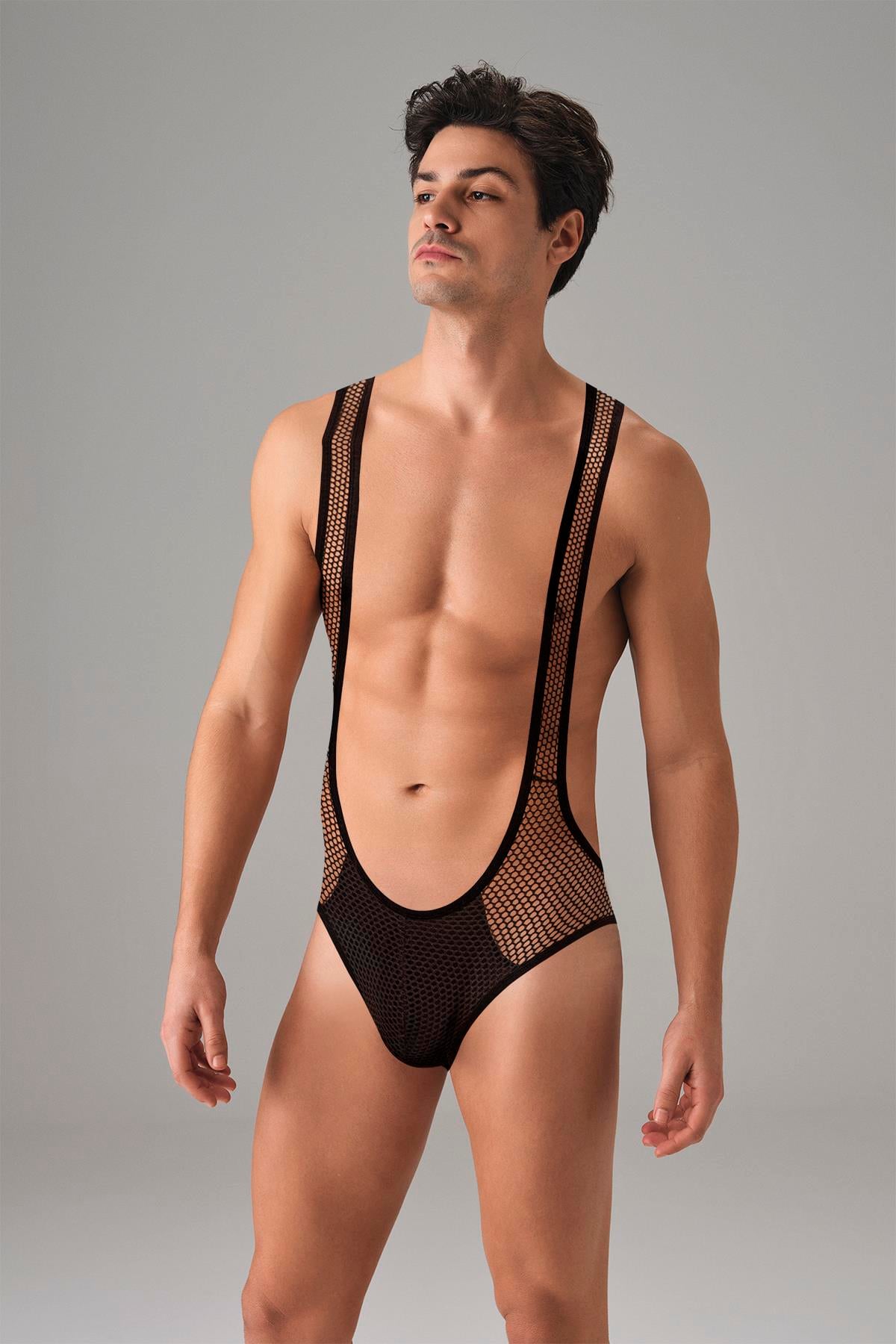 Doreanse 3053 men’s mesh bodysuit front view breathable design